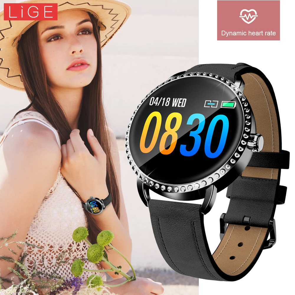 

Women Smart watch Metal shell IP67 Waterproof Sports For Iphone Smartwatch Heart Rate Monitor Blood Pressure Functions For Mens