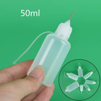 

1pc Empty Squeezable Bottle Needle Tip 50ml Needle Squeeze Empty Bottle Metal Needle Cap White Plastic Dropper Bottles