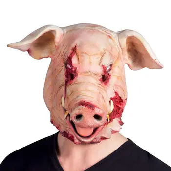 

Face Mask, Pig Motive, Horror Bloody Pig, Latex, Uniform Size, Pink