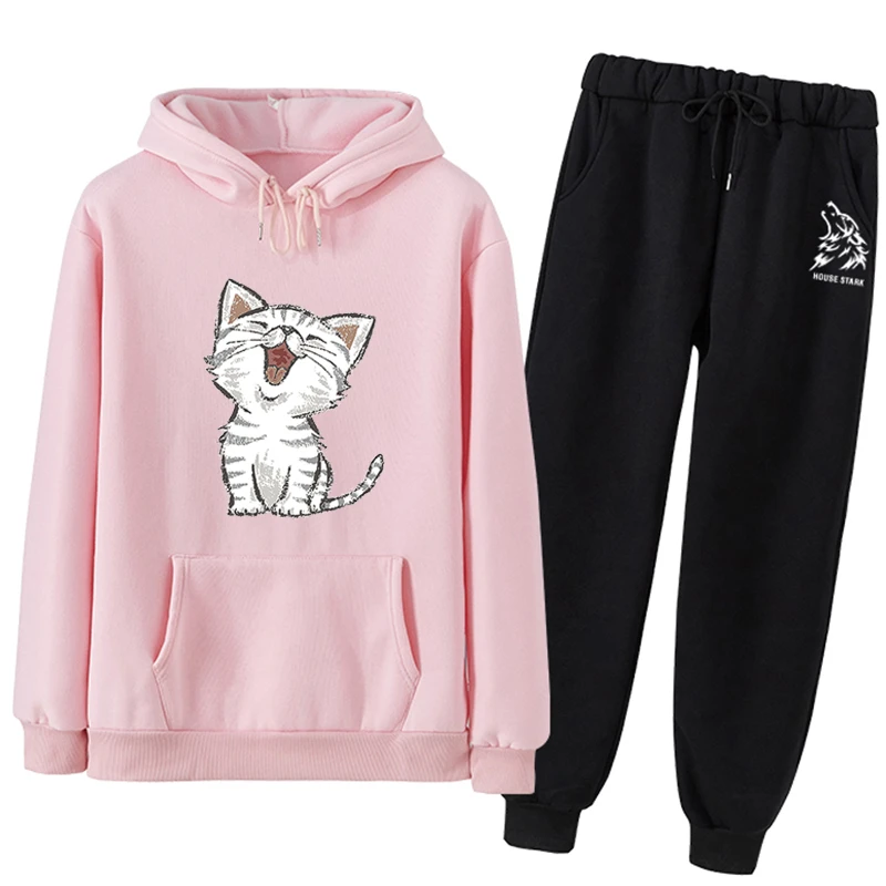 Tanie A574 damski strój sportowy duży Plus rozmiar dres T Shirt + spodnie dwuczęściowy zestaw i spodnie ubrania zestaw bluz z kapturem