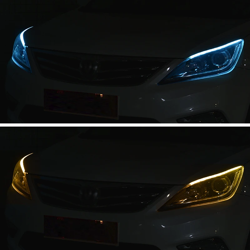 

2pcs Flexible LED DRL Strip DRL Daytime Running Lights Waterproof Headlight Turn Signal Car Light Accessories Brake Side Lamps