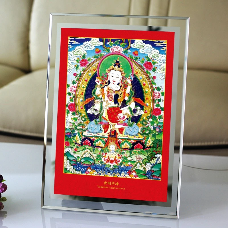 

Vajra beat Bodhisattva портрет, Thangka Vajra стек двойное тело Будда живопись, фотобумага пластиковая рамка, кристальная платформа
