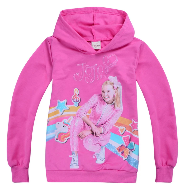 7275Red new spring and autumn cartoon JOJO siwa children's t-shirt girls cotton long-sleeved hoodies T-shirt children's clothing - Цвет: 7275Red