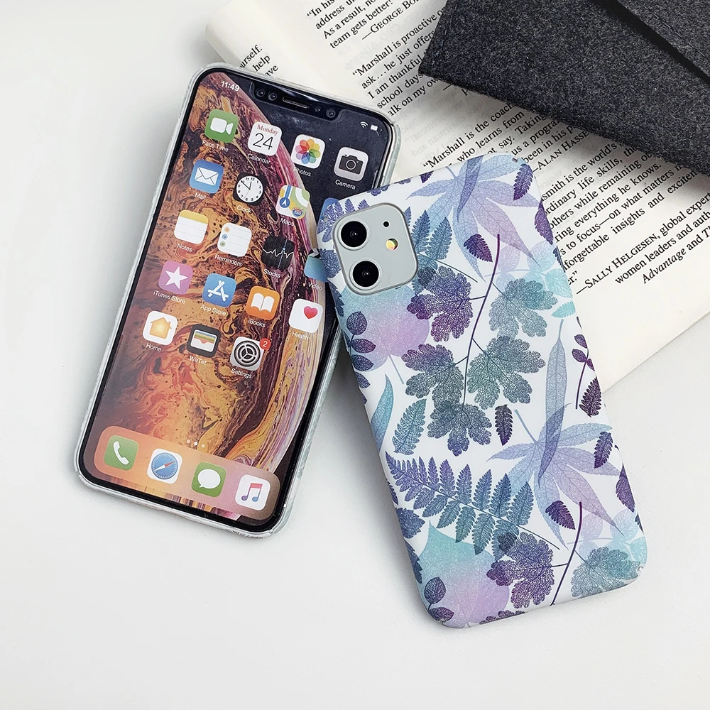 Винтажный чехол LOVECOM с листьями для телефона iPhone 12 Mini 11 Pro Max XR XS 6 6S 7 8 Plus X Матовый