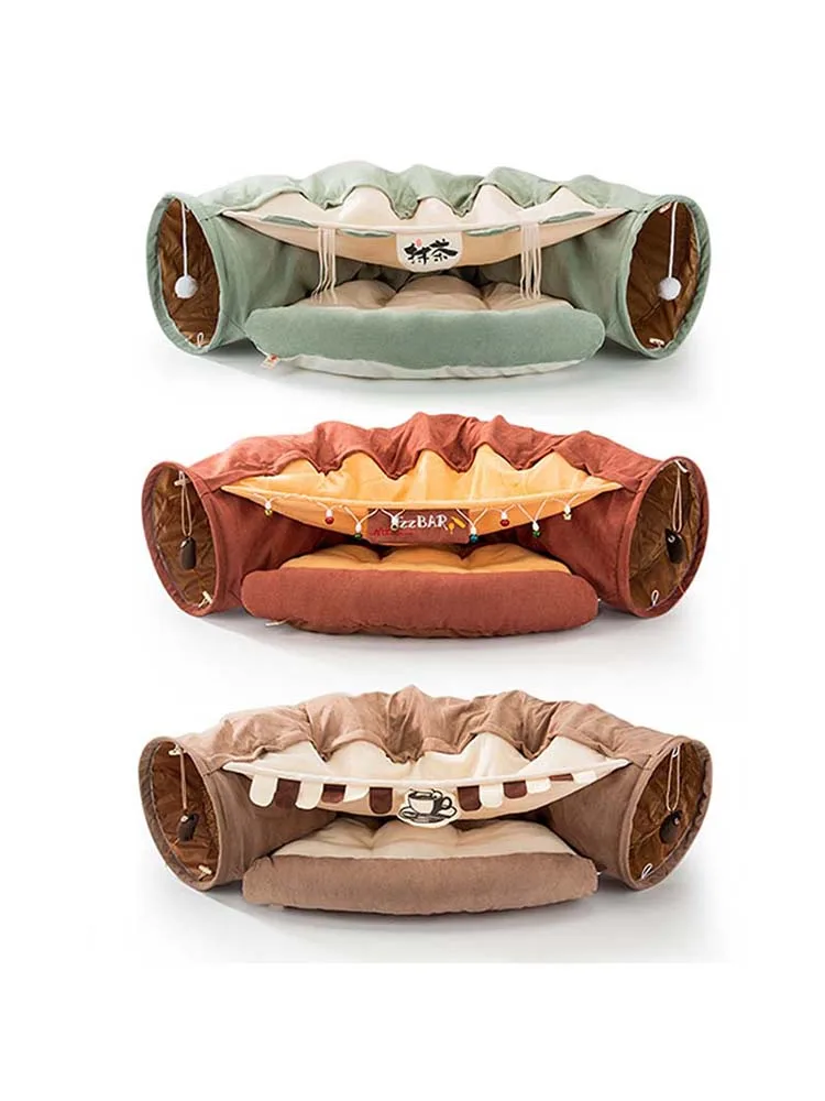 Забавная кошка кровать туннель складной кринкл Pet палатка котенок щенок хорьки