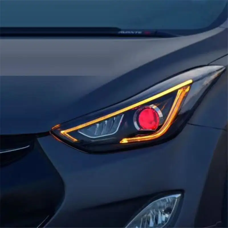 Drl Automovil автозапчасти Cob Стайлинг светодиодные дневные ходовые боковые поворотники фары автомобильные фары в сборе для hyundai Elantra