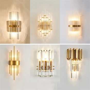 

Modern Crystal Wall Lamp Bedroom Living Room Corridor Wall Lights Lighting Industrial Decor Hanging Lamp Sconce Light Fixtures