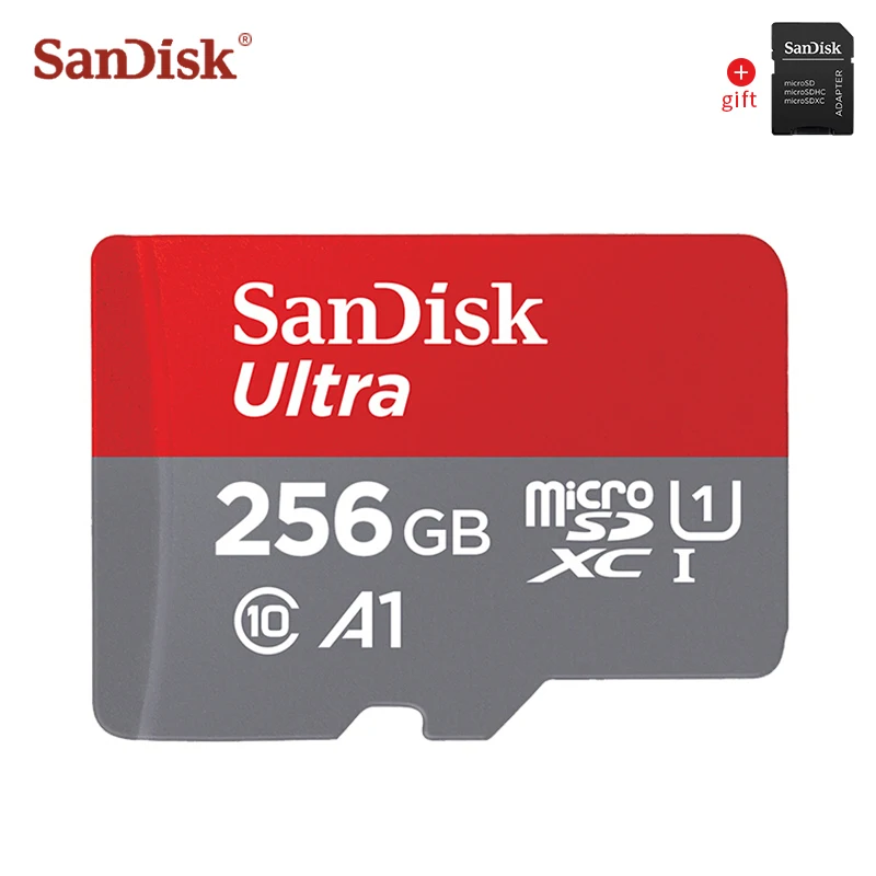 Двойной Флеш-накопитель SanDisk A1 Class 10 карта памяти micro sd 256 ГБ 200 ГБ 98 МБ/с. micro sd 128 ГБ tf card 64 Гб оперативной памяти, 32 Гб встроенной памяти, 16 Гб флэш-памяти мини-карты Бесплатный адаптер - Емкость: 256GB with adapter