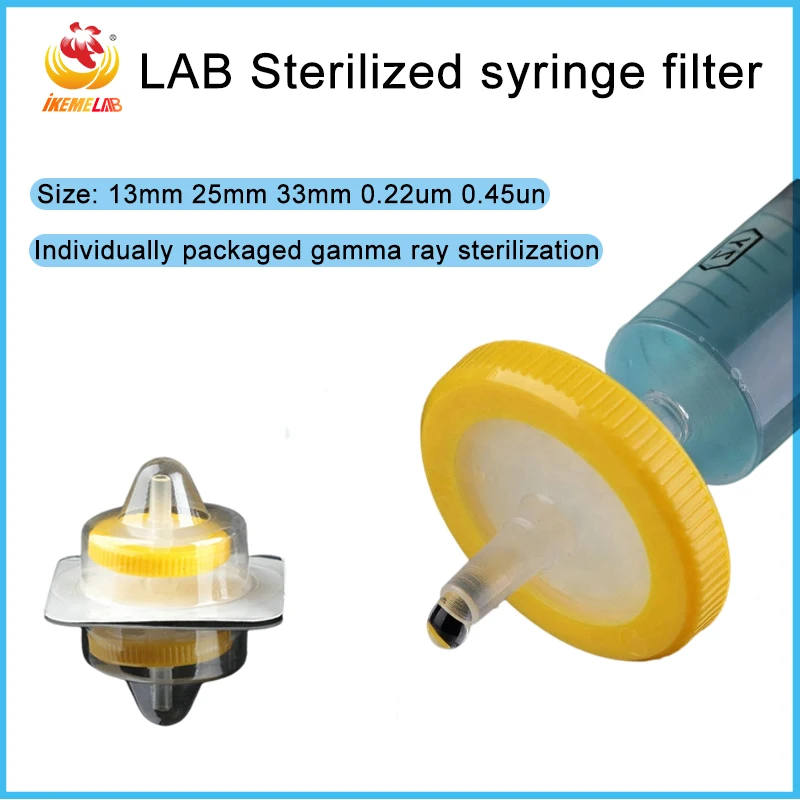 50pcs/box Sterilized Syringe Filters13mm 25mm 0.22μm 0.45μm Disposable Independent Packaging Syringe Filters Medical Supplies