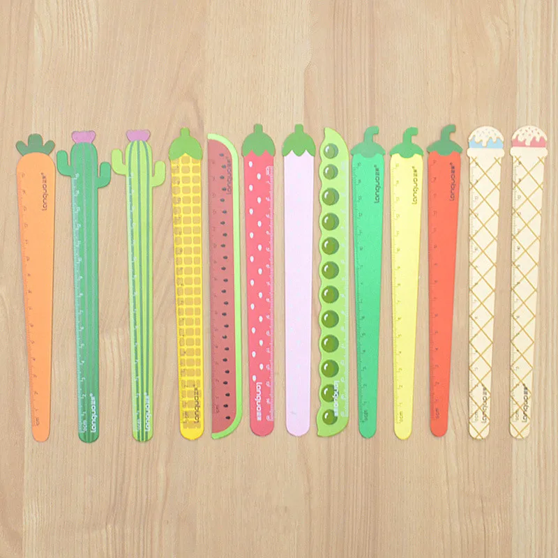 

1PCS Carrot Vegetable Wood Straight Ruler Cactus Ruler Measuring Tool Bookmark Drawing Office Stationery Student Supply Gift