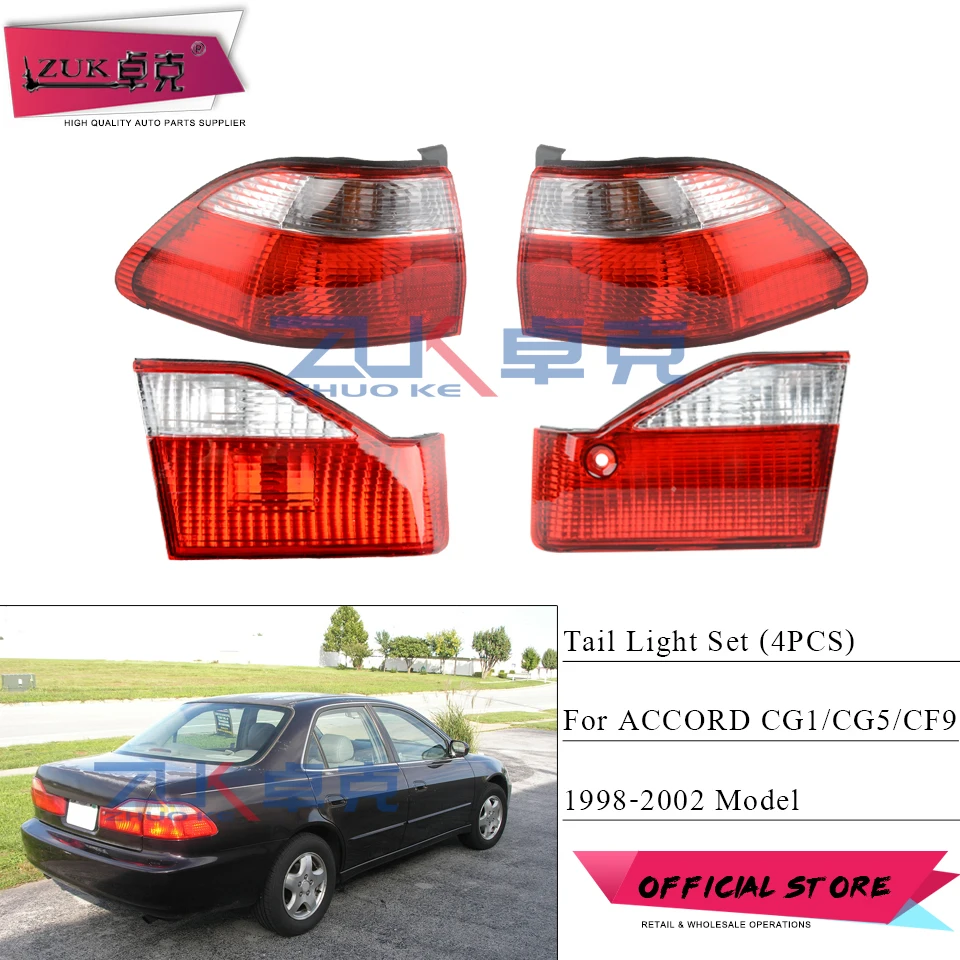 ZUK 4 шт. задний фонарь для HONDA ACCORD 1998 1999 2000 2001 2002 CG1 CG5 CF9 задний бампер стоп-сигнал задний фонарь