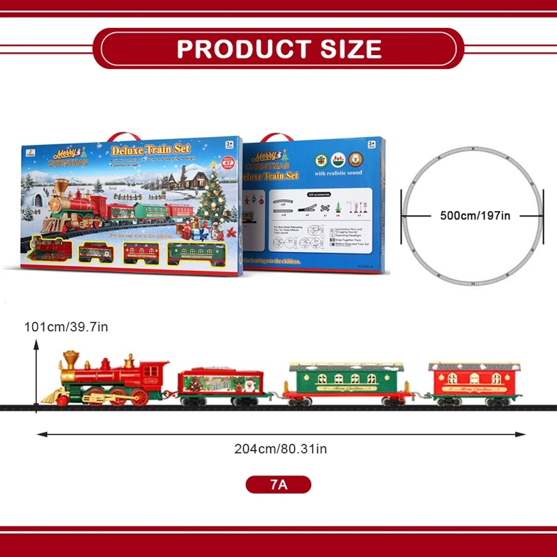 Роскошный набор поездов с огнями и звуками, железнодорожные дорожки, Рождественская серия, электрический вагон, пластиковый детский маленький поезд, игрушка