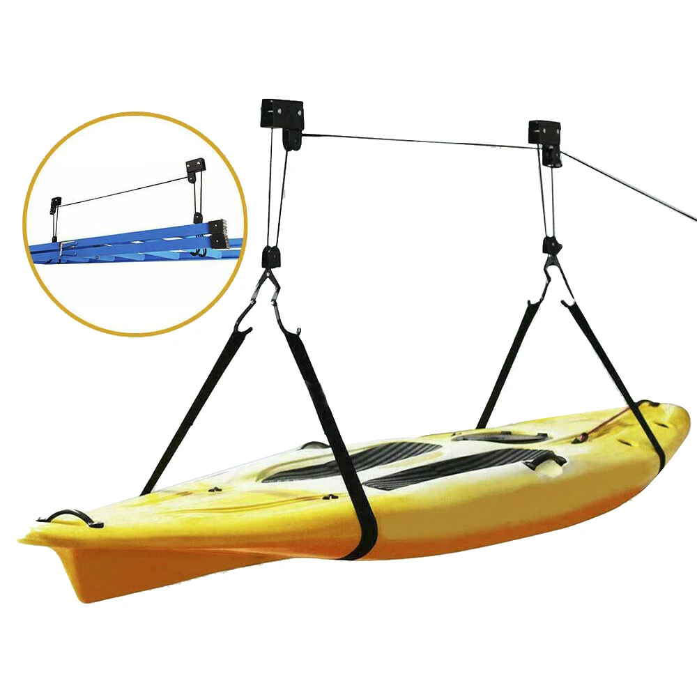 Festnight Kayak Storage Hoist Garage Ceiling Mount Canoe Lift Ladder Lift 125 lb Capacity 