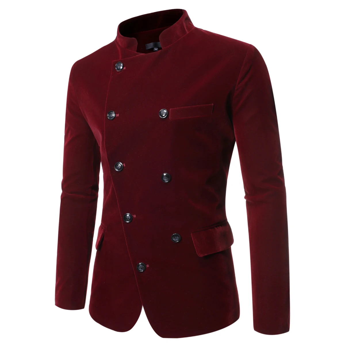 PUIMENTIUA 2019 New Mens Autumn Standing Collar Suit Jacket Solid Slim Blazers England Style Double Breasted Mens Blazer Suits PUIMENTIUA 2019 New Mens Autumn Standing Collar Suit Jacket Solid Slim Blazers England Style Double Breasted Mens Blazer Suits