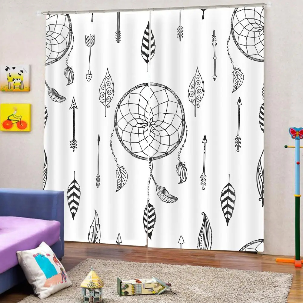 Bohemia style Simple Handmade Leaves Earrings for Children's room Indoor Curtains Blackout drapes custom any size