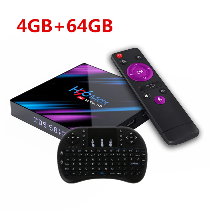 H96 Max RK3318 Смарт ТВ коробка Android 9,0 Media player 2,4 г/5G двухдиапазонный Wi-Fi, H96Max 4G 32G/64G 4K HDR мини коробка светодиодный Дисплей - Цвет: 64GB EN Keyboard