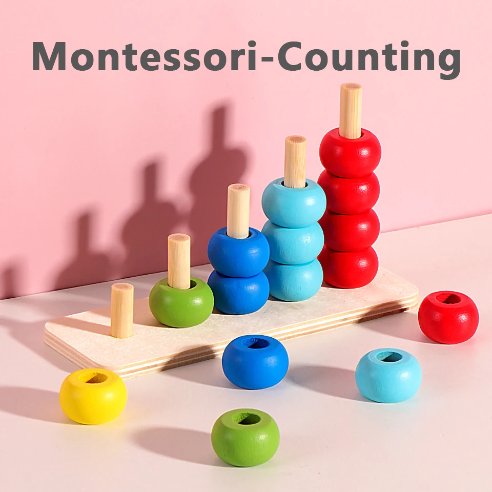 

Rainbow Circles Board Games Educational Toys Wooden Christmas Toys Puzzle Montessori Beads Puzzles Children Interactive Kid Gift