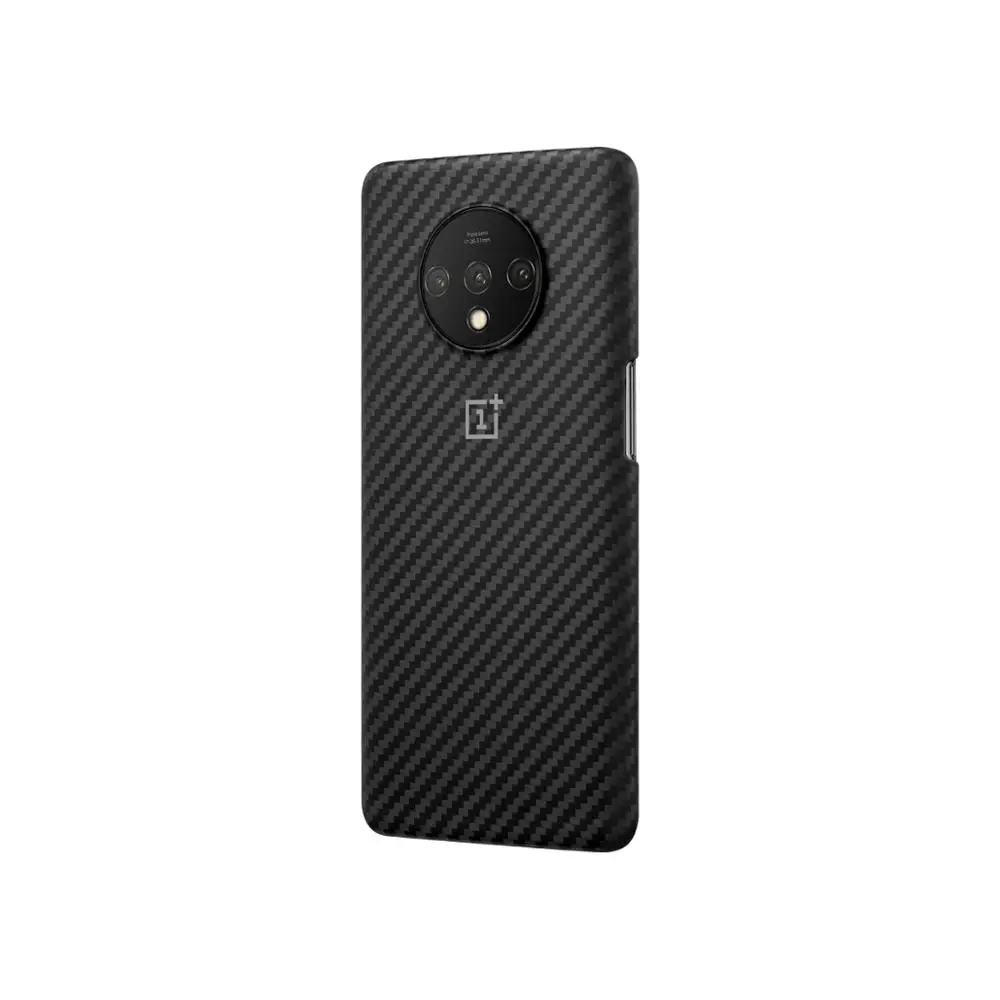 Aramid fiber OnePlus 7T Официальный бампер чехол материал арамидное волокно PC полукруглая задняя крышка оболочка песчаник карбон для OnePlus 7T - Цвет: Aramid fiber