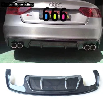 

For A5 B8.5 Carbon Fiber Rear Bumper Lip Diffuser Spoiler for Audi S5 Sline 2013-2016 Fins Shark Style Diffuser