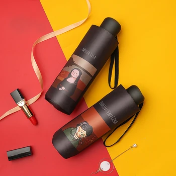 

A stylish umbrellaWorld famous painting umbrella Mona Lisa Van Gogh umbrella small and light with sun umbrella sunny umbrella!!!