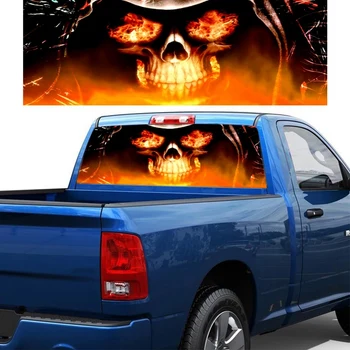 

Car Stickers Yellow Flame Totem Pattern Rear Window Decal Auto Vinyl Film Stickers Universal Car Pickup Accessories