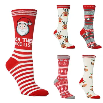 

2020 New Autumn Winter Women Stocking New Year Santa Claus Christmas Snow Elk Gift Cartoon Thickness Socks Long Cotton Socks