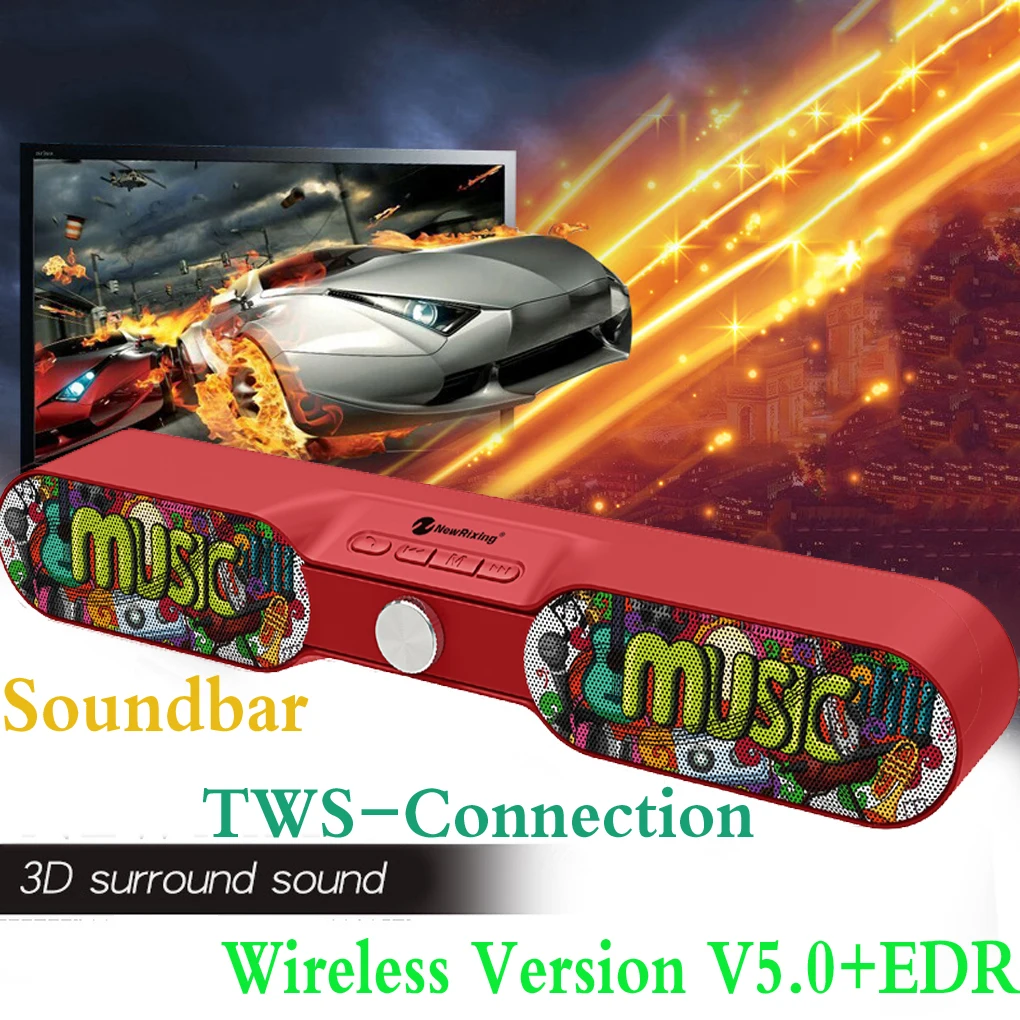 Bluetooth Speaker Soundbar 3D Surround Sound Audio Home Theater Wireless TWS-Connection TV PC Phone Audio Speaker