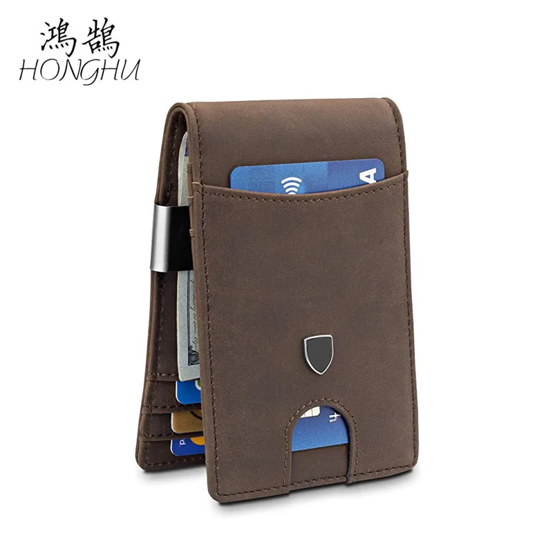 

RFID Leather US Dollar Clip Metal Money Clip Cattlehide Card Bag Bank Certificate Card Sleeve Customizable