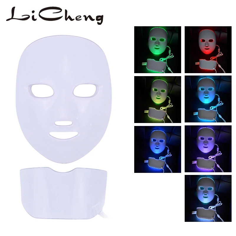 

Licheng 7 Colors Photon Electric LED Facial Mask Skin Rejuvenation Face Neck Skin Tightening Acne Wrinkle Beauty Machine