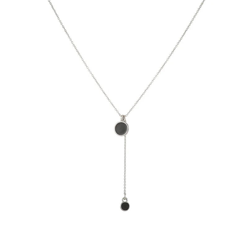 

2020 Trendy Enamel Black Small Round Pendant Clavicle Necklace For Women Girls Simple Jewelry