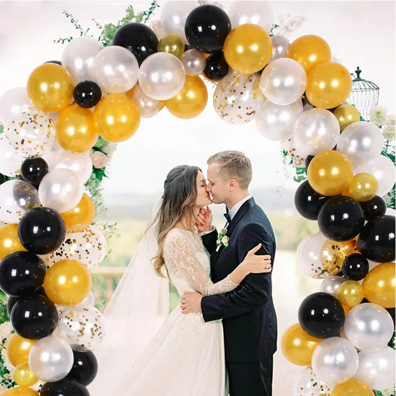 

143pcs Gold/White/Black Wedding Party Decoration Balloon Garland 5/10/12inch Latex Party Balloons Arch for Birthday Baby Shower