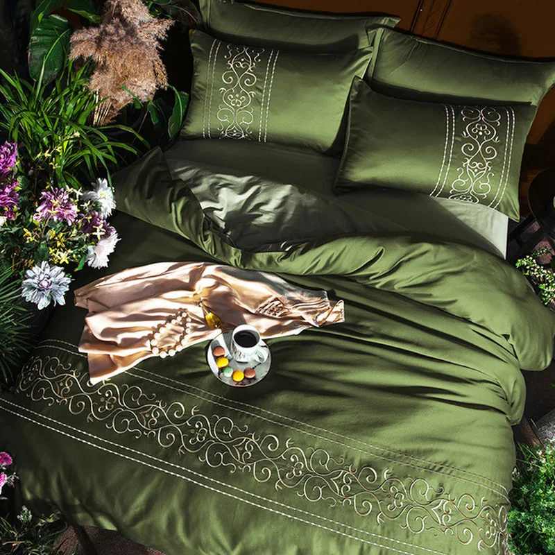 

Home Textile Bedding Sets Adult Bedding Set Bed Gray Green Duvet Cover King Queen Size Quilt Cover Brief Bedclothes Comforter