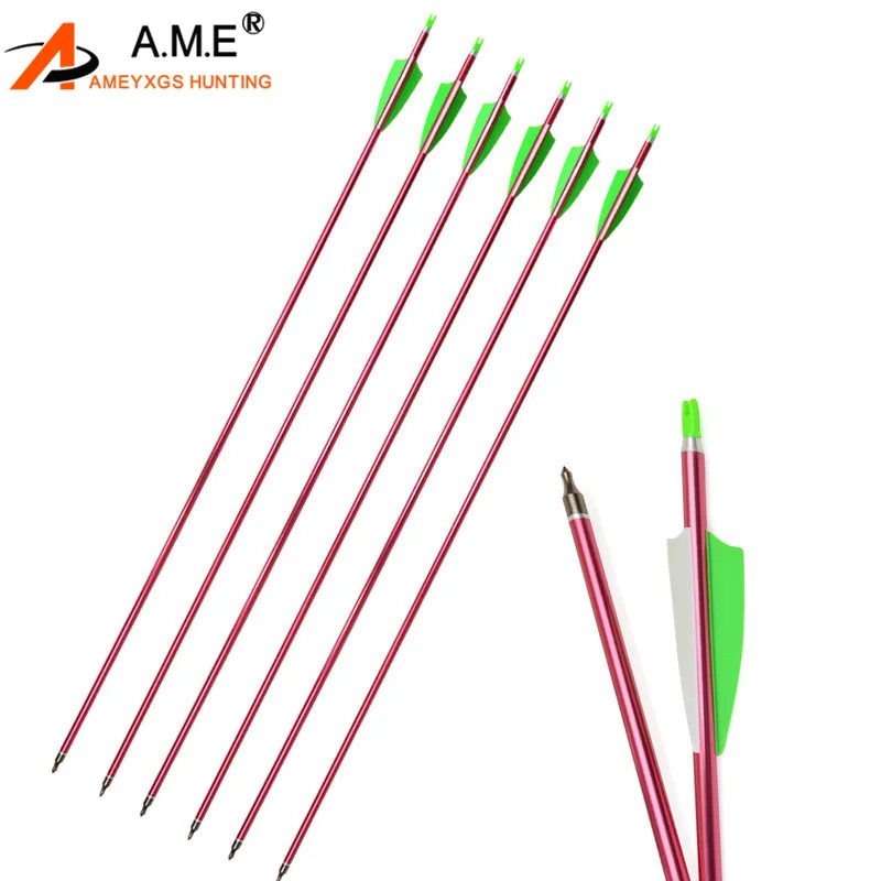 6/12PC Archery 500SP Aluminum Arrows OD 7.6MM Tip Nocks Practice