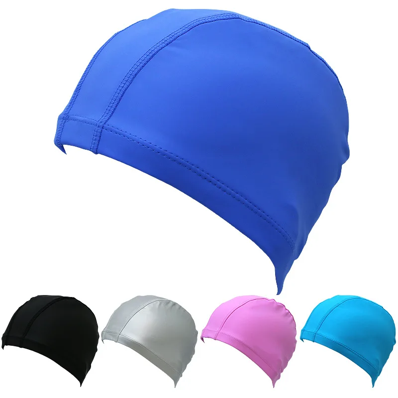 

Adult PU Coated Swimming Cap Waterproof Ear Protective PU Swimming Cap for Men and Women High Elasticity Swimming Cap