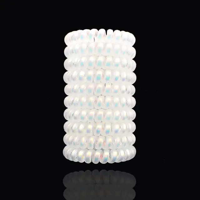 10pcs Top Fashion Ice Cream Colorful Spiral Spin Screw Telephone Wire Hair Ties Pearly Premium Plastic Rubbers Ponytails F