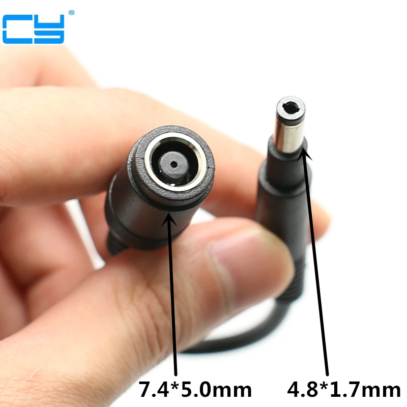 Convertidor DC dc-conector de alimentación cabo de 7,4, conector femea para sexo masculino, plugue bala dica 4,8x7,4 a 5,0X4,8 par