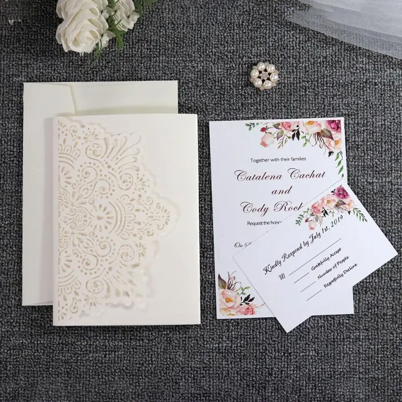  10Pcs 3D European Style Invitation Card with Envelope for Wedding Engagement - 4.0005E+12