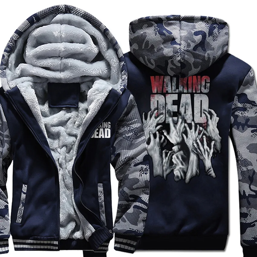 

The Walking Dead Cosplay Costumes The Walking Dead Hoodies Pile and thicken winter camouflage uniforms sweatshirts Men's jacke