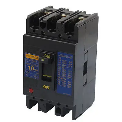 

10A AC 220V 600V Ui 3 Pole MCCB Moulded Case Circuit Breaker NF50-SS