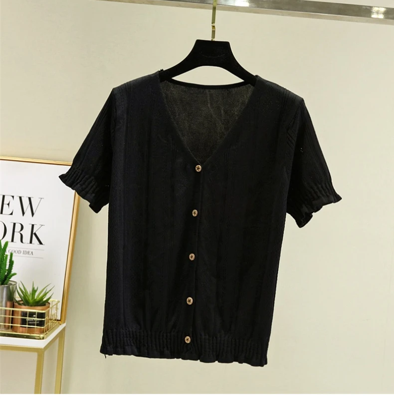 Cardigan 4xl Short Sleeve | Short Cardigan Women 4xl | Black