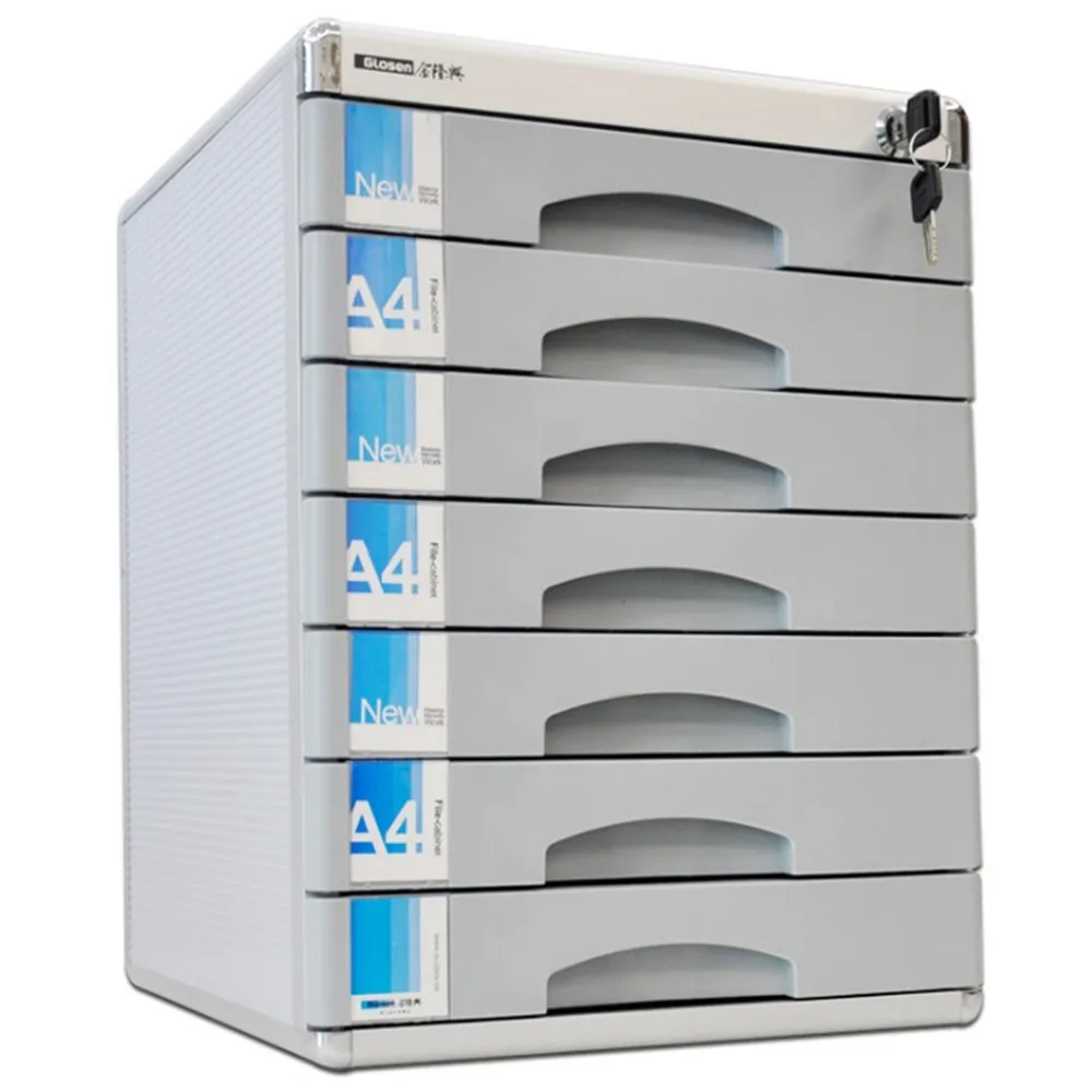 Filing cabinets 7 layers drawer PC aluminum alloy A4 desk finishing cabinet office stationery file with lock storage box toolbox