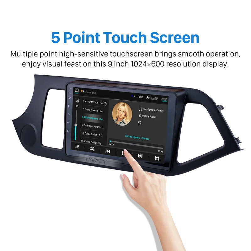 Sale Harfey 9" Android 8.1 GPS Car Radio car Multimedia Player For 2011 2012 2013 2014 KIA PICANTO Morning HD 1024*600 Touch Screen 2