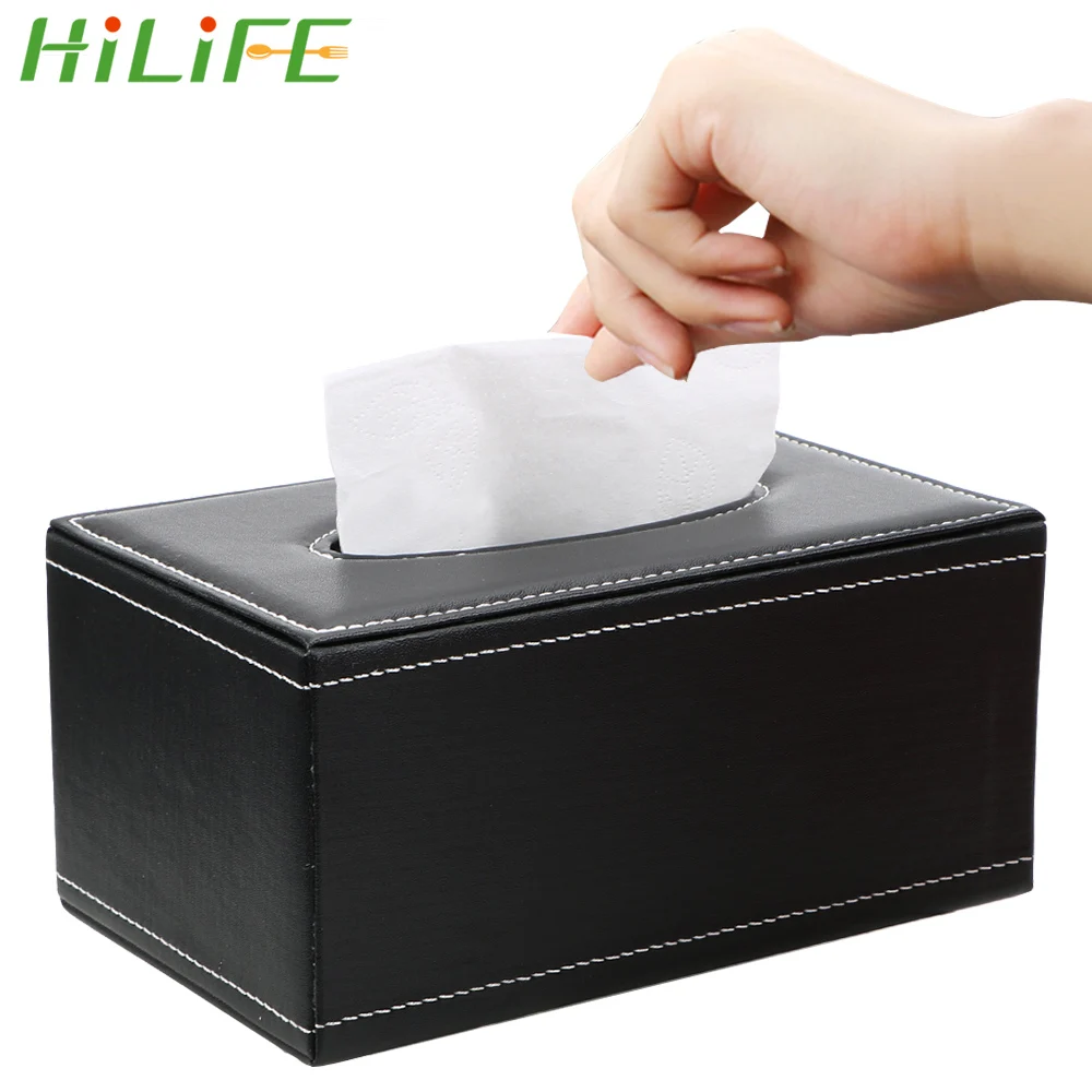 HILIFE товары для дома прямоугольная тканевая коробка для бумажных салфеток бумажный держатель из искусственной кожи коробка для салфеток домашняя Организация анти-Влага