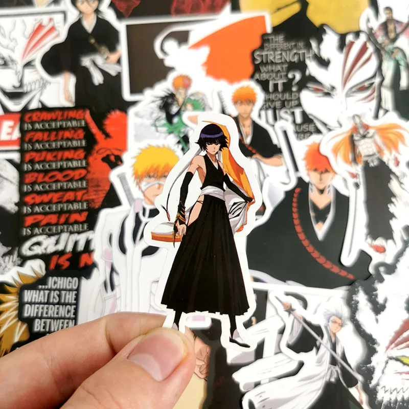 50 шт. японский Классический Аниме Bleach Kurosaki Ichigo ПВХ водонепроницаемый стикер для скейтборда ноутбука чемодан скрапбук игрушка наклейка