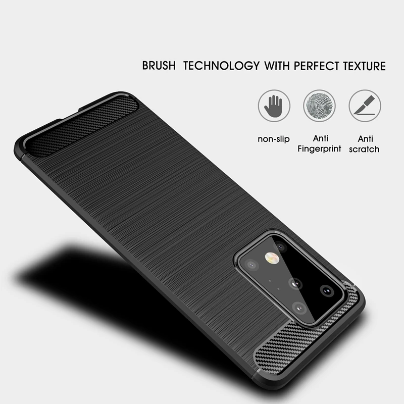 Non-fingerprint Soft Carbon Fiber Case for Samsung Galaxy S20 Ultra Plus Anti-sweat Shockproof Protective Covers | Мобильные