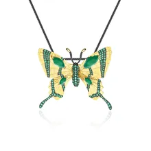 GEM'S балетная Золотая брошь, Подвеска для женщин, натуральная 925 пробы, серебро, зеленый агат, Бабочка, модные тренды, высокое ювелирное изделие