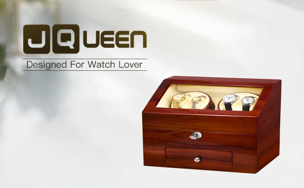 JQUEEN автоматический Applewood часы намоточный дисплей коробка 4+ 9 хранения белый бархат интерьер