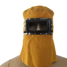 Leather Electric Welding Work Hood Helmet Mask Full Face Protector Cap
