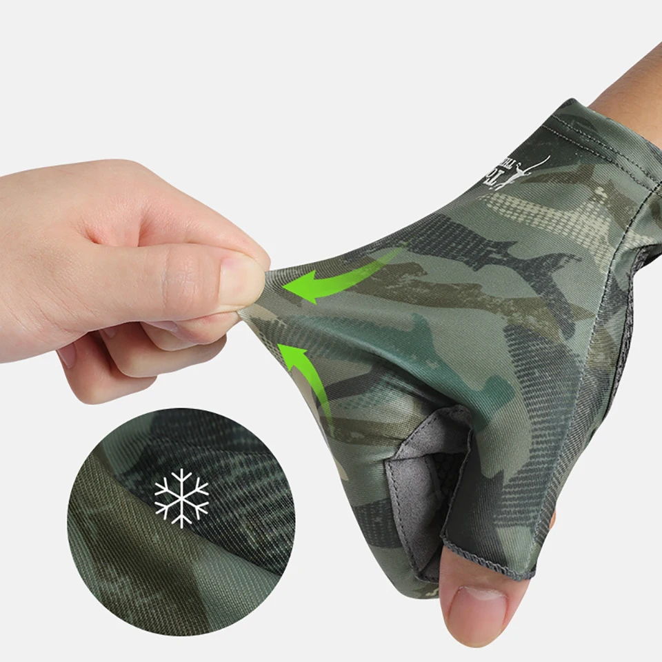 WALK FISH Professional Fishing Gloves Half Finger Ice Silk Sunscreen  Quick-release Palm Anti-slip Cut-proof Outdoor Gloves