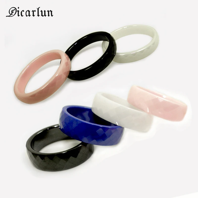 DICARLUN черные белые розовые голубые керамические кольца 4 мм 6 мм Ромб керамическое кольцо ювелирное изделие для женщин горячие милые минималистичные Размеры 6 7 8 9